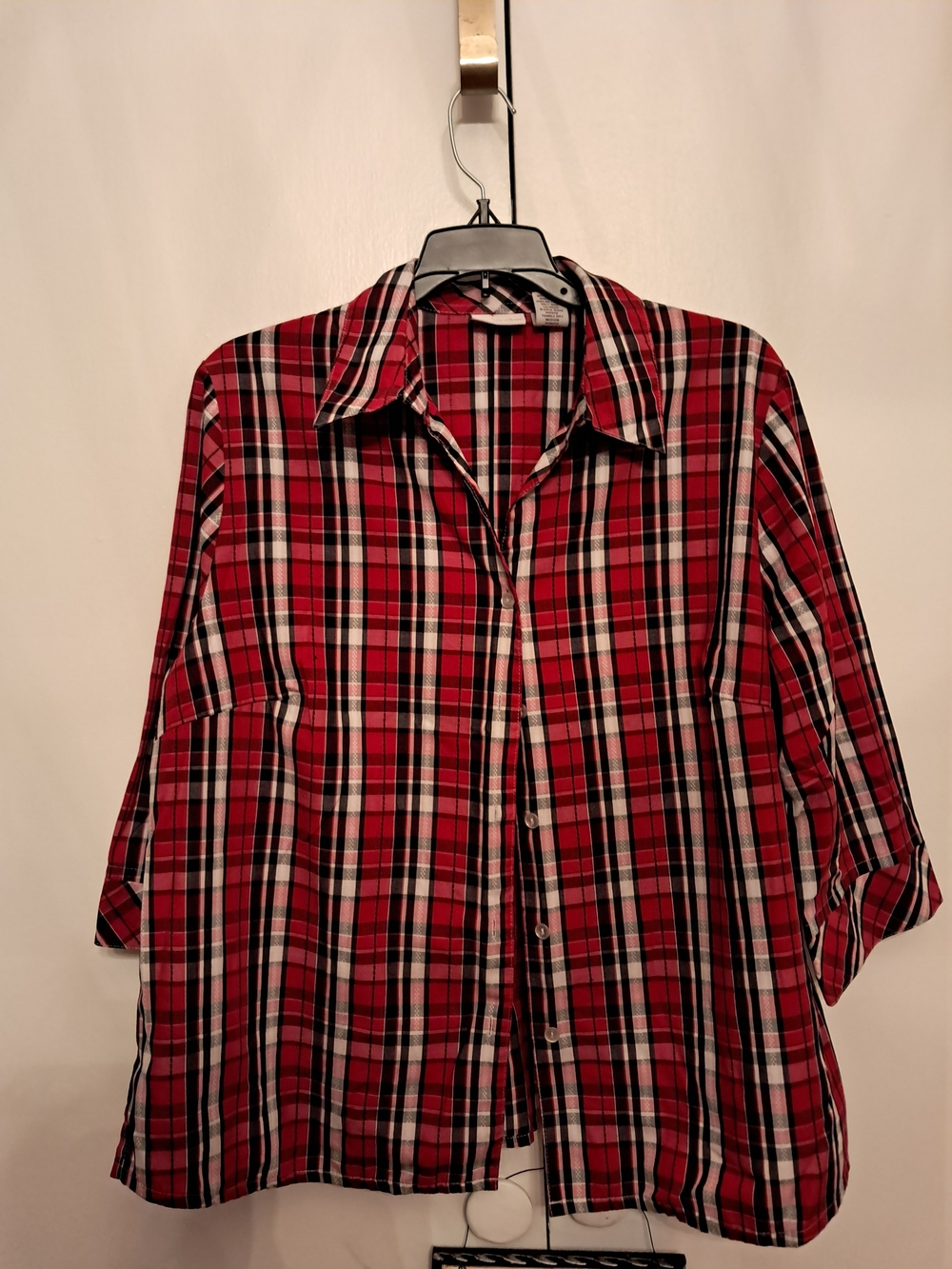 Kim Rogers Red and Black Plaid Button-Down Shirt